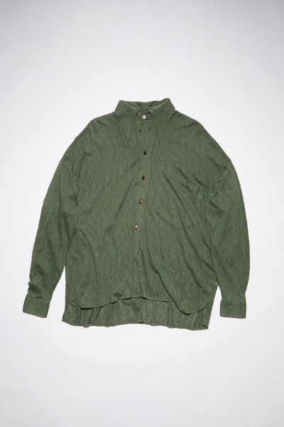 Shop Acne Studios Button-up Shirt Lace Pattern In Forest Green