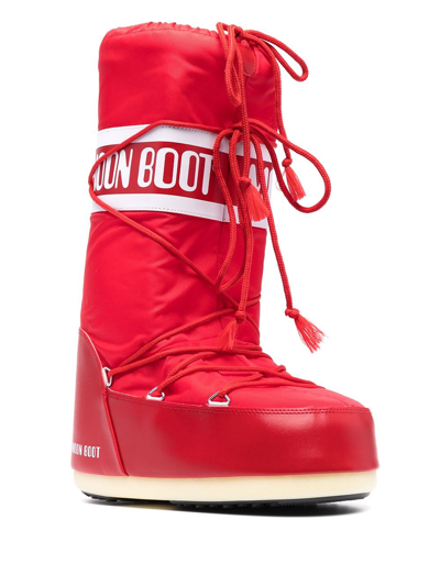 Shop Moon Boot `icon` Nylon Boots In Rosso