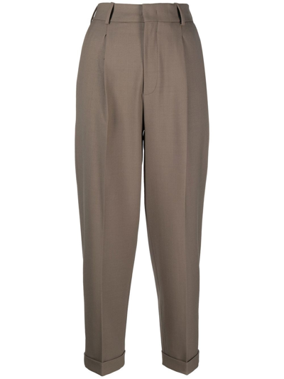 Shop Federica Tosi High-rise Tailored Trousers In Brown