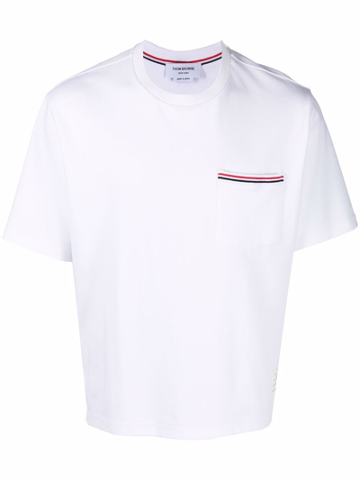Shop Thom Browne T-shirt With Rwb Band In White