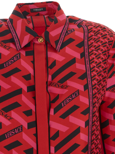 Shop Versace Monogram Shirt In Red