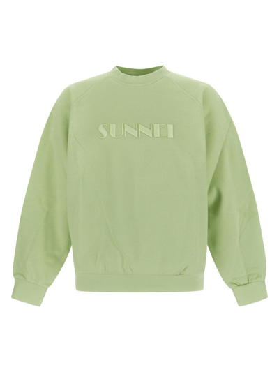 Shop Sunnei Embroidery Logo Sweatshirt In Green