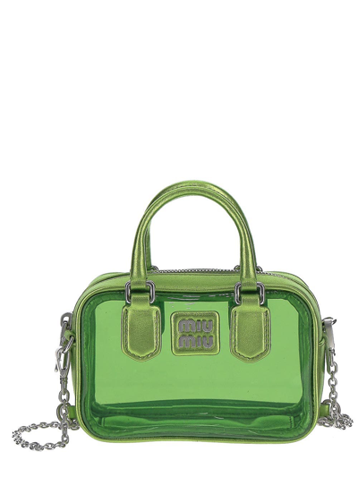 Shop Miu Miu Top Handle Fern Bag In Green