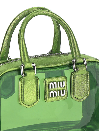 Shop Miu Miu Top Handle Fern Bag In Green