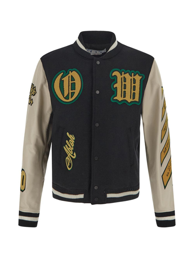 Shop Off-white Varsity Jacket In Black