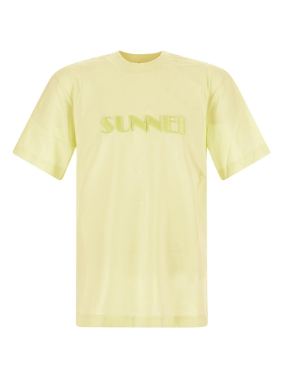 Shop Sunnei Embroidery Logo T-shirt In Yellow