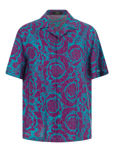 Shop Versace Informal Shirt In Blue
