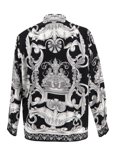 Shop Versace Silver Baroque Shirt In Black