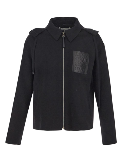 Shop Loewe Hooded Anagram Jacket In Black