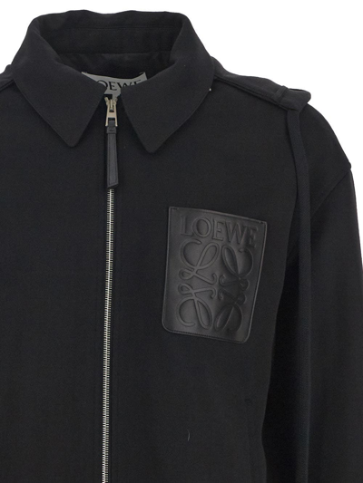 Shop Loewe Hooded Anagram Jacket In Black