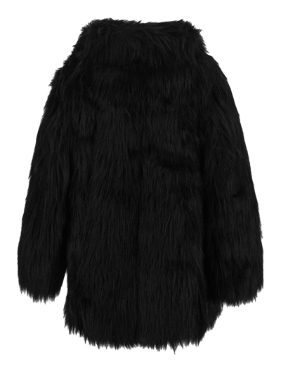Shop Saint Laurent Short Faux Fur In Black