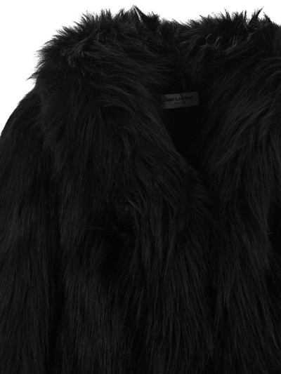 Shop Saint Laurent Short Faux Fur In Black