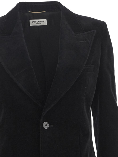 Shop Saint Laurent Velvet Jacket In Black