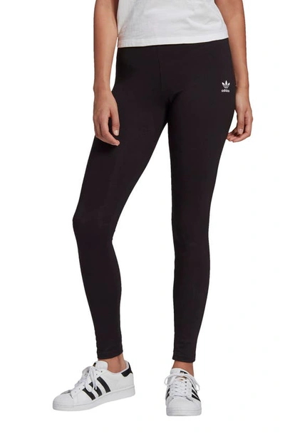 Shop Adidas Originals Adidas Trefoil Logo High Waist Tights In Black