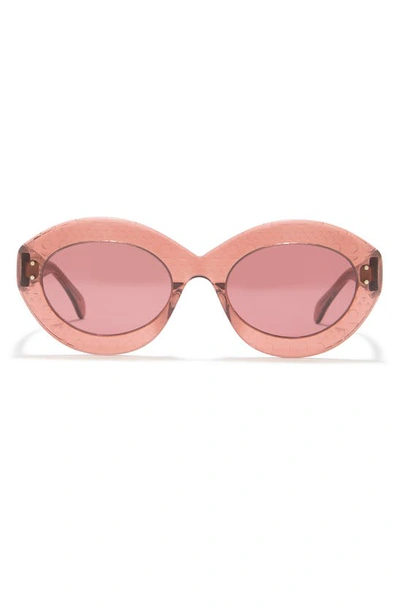 Shop Alaïa 52mm Round Sunglasses In Nude Red
