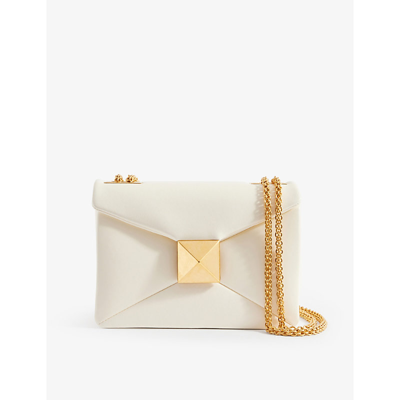 Shop Valentino One Stud Small Leather Shoulder Bag In Ivory