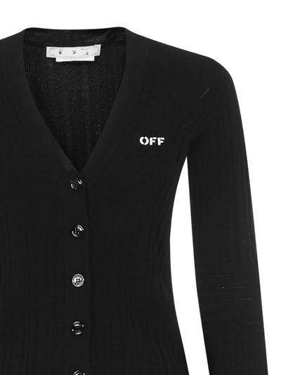 Shop Off-white Off Stamp Rib Cardigan <br> In Black