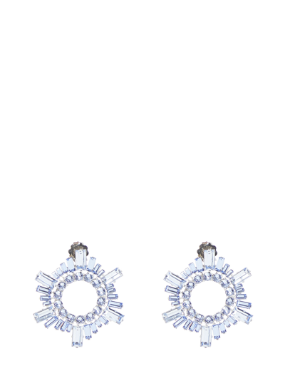Shop Amina Muaddi Mini Begum Earrings <br> In Light Blue