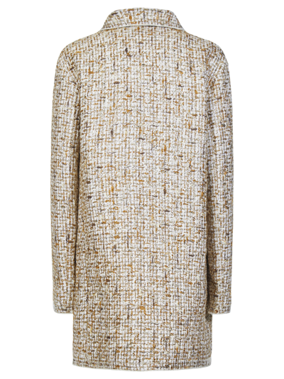 Giambattista Valli Gold-toned Button Tweed Single-breasted Coat In Ivory