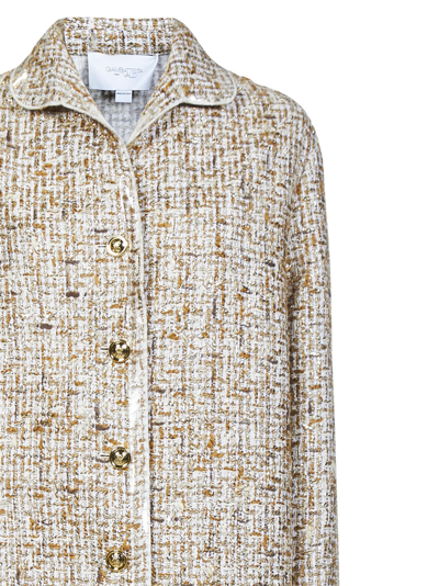 Giambattista Valli Gold-toned Button Tweed Single-breasted Coat In Ivory