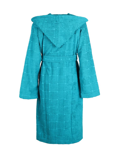 Shop Bottega Veneta Cotton Bathrobe With Woven Pattern In Blaster