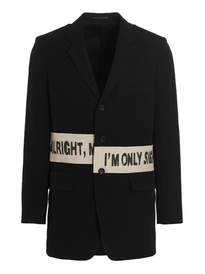 Shop Yohji Yamamoto Message Short Blazer Jacket In Black