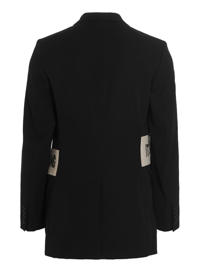 Shop Yohji Yamamoto Message Short Blazer Jacket In Black