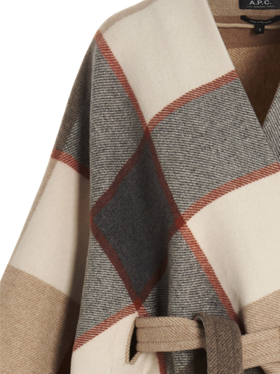 A.p.c. Yuma Cape In Multicolor Wool In Beige | ModeSens
