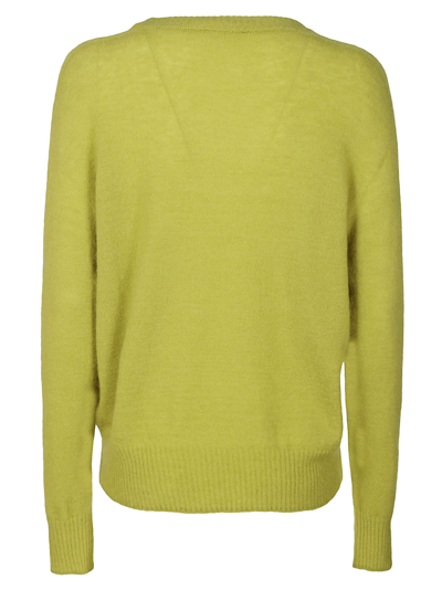 Shop Momoní Plain Rib Knit Sweater In Lime