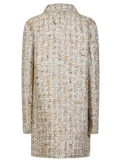 Giambattista Valli Gold-toned Button Tweed Single-breasted Coat In Ivory