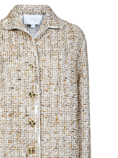 Giambattista Valli Gold-toned Button Tweed Single-breasted Coat In Ivory