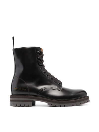 Shop Common Projects Combat Boot In Brown