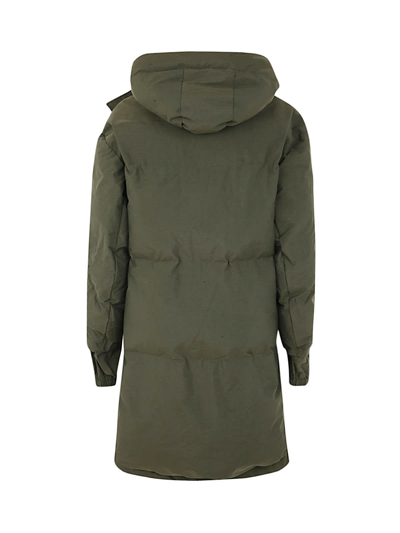 Shop Jw Anderson Contrast Hood Long Puffer Coat In Forest Green