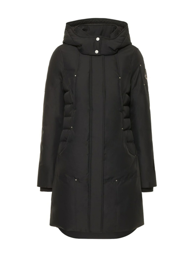 Moose Knuckles Cloud Hooded Parka Coat In Black