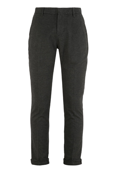 Shop Dondup Gaubert Checked Cotton Trousers In Grey