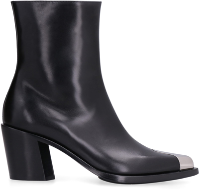 Shop Alexander Mcqueen Punk Leather Ankle Boots In Black