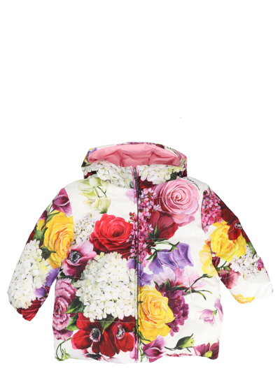 Shop Dolce & Gabbana Floral Print Reversible Puffer Jacket In Multicolor