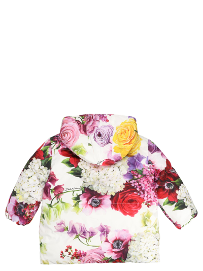 Shop Dolce & Gabbana Floral Print Reversible Puffer Jacket In Multicolor