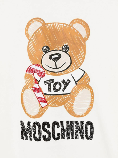Shop Moschino Kids White Teddy Bear Cotton Sweatshirt In Cloud