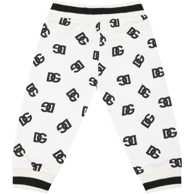 Shop Dolce & Gabbana White Sweatpants For Baby Boy With Black Logo