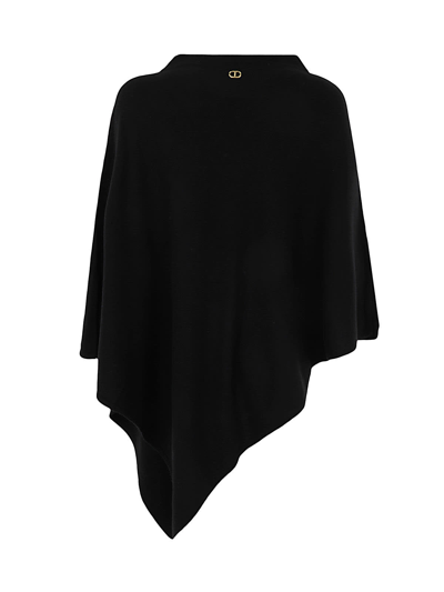 Shop Twinset Embroidered Poncho In Black