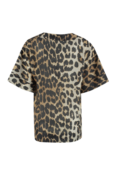 Shop Ganni Leopard Print Shirt In Animalier