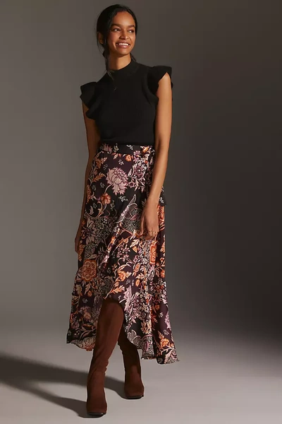 Shop Maeve Ruffled Wrap Maxi Skirt In Assorted