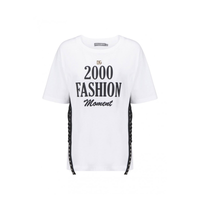 Shop Dolce & Gabbana Lacing Detailed T-shirt In White