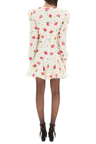 Shop Alessandra Rich Strawberry Print Mini Dress In White