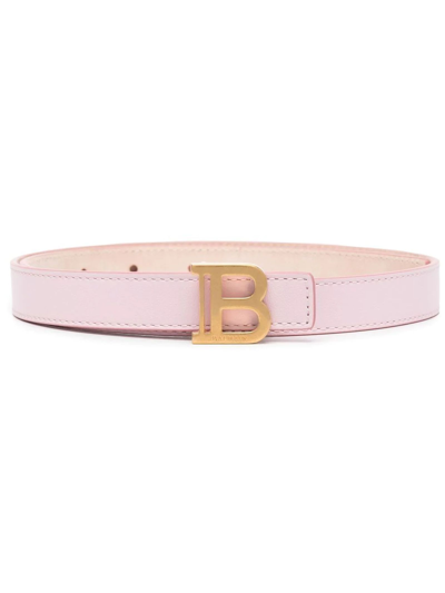 Shop Balmain Pink Smooth Calfskin B-belt Belt In Rosa