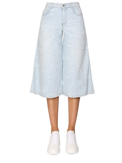 Shop Stella Mccartney Jeans With All Over Logo In Blu