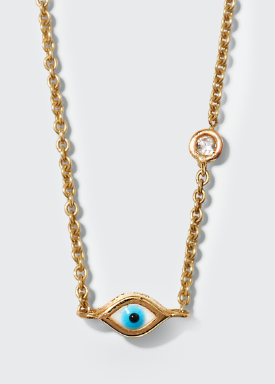 Shop Sydney Evan 14k Gold Evil Eye Necklace With Single Diamond In Yellow Gold