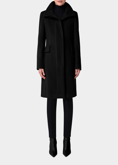 Shop Akris Punto Duffle Knee-length Wool Coat In Black