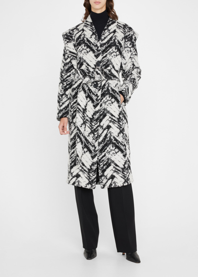 Shop Iro Inaya Textured Button-front Trench Coat In Black / White